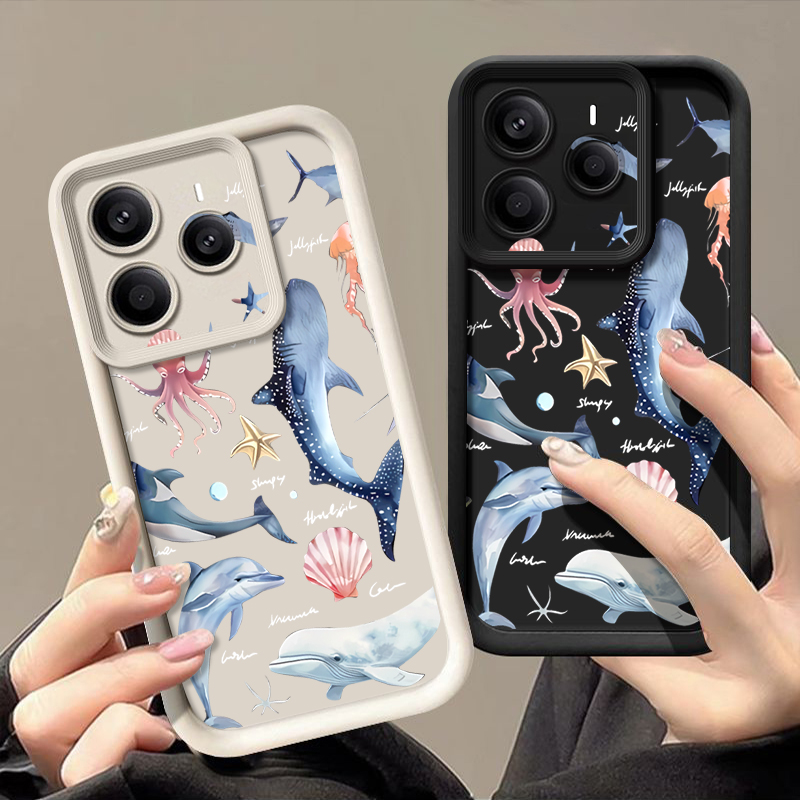 Xiaomi Redmi Note 13 - Custodia Morbida con Motivo a Delfino