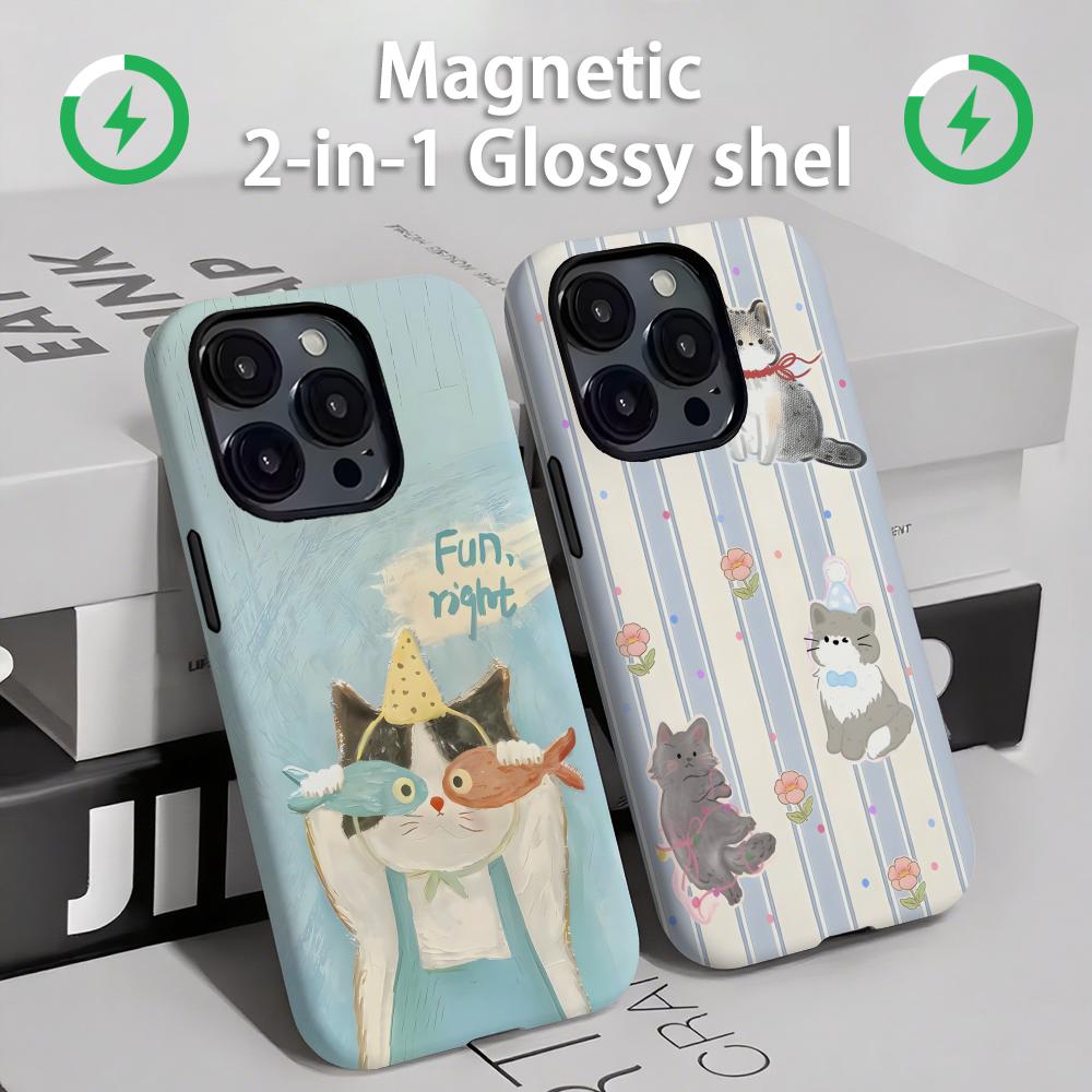 Apple Iphone 15 - Custodia per telefono con gatti e