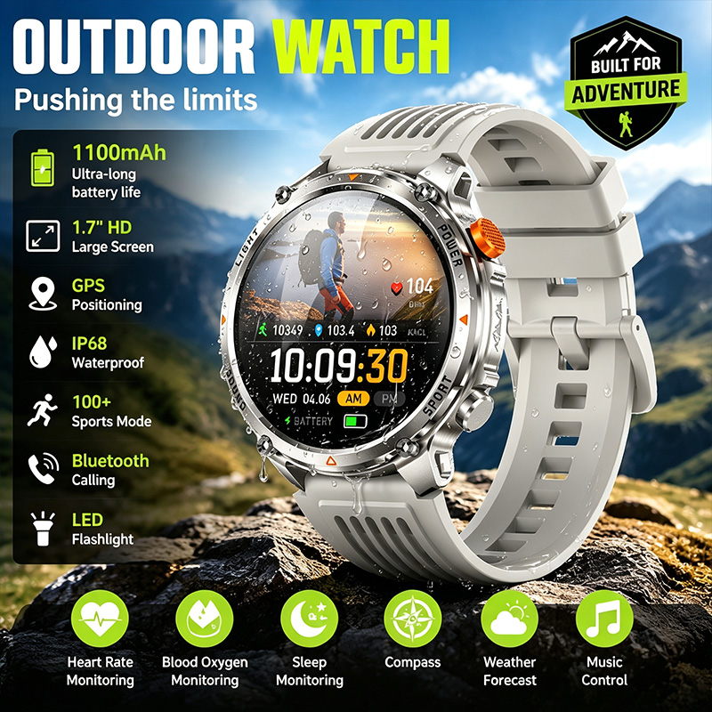 Breath Rate Monitor - Smartwatch con Chiamate Wireless, Impermeabile IP68,
